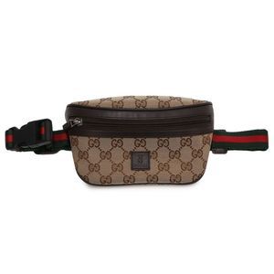 GUCCI GG Sherry Beige Dark Brown Multi Jacquard Leather Bum Bag